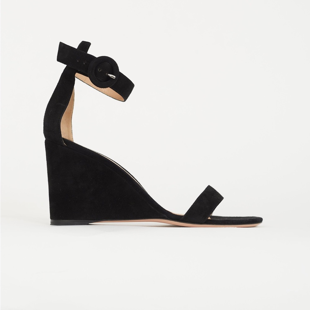 Gianvito Rossi - Portofino Black Suede Wedge Sandals